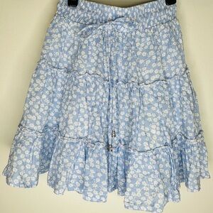 Princess Polly xx blue floral ruffle skirt sz. 0